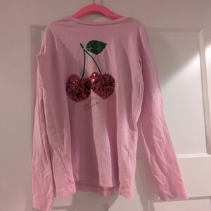 Crewcuts Pink Sequin Cherry Long Sleeve Tee